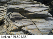 Slate stone texture in Playa las catedrales Ribadeo Galicia Spain. Стоковое фото, агентство Ingram Publishing / Фотобанк Лори