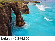 Playa las catedrales Catedrais beach in Ribadeo Galicia of Lugo Spain. Стоковое фото, агентство Ingram Publishing / Фотобанк Лори