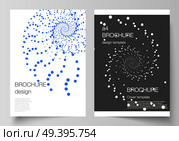 The vector layout of A4 format modern cover mockups design templates for brochure, magazine, flyer, booklet, annual report. Geometric technology background. Abstract monochrome vortex trail. The vector layout of A4 format modern cover mockups design templates for brochure, magazine, flyer, booklet, annual report. Geometric technology background. Abstract monochrome vortex trail. Стоковая иллюстрация, агентство Ingram Publishing / Фотобанк Лори