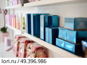 Cosmetic section with facial cream, conditioners, shampoo and hair treatment in store. Стоковое фото, агентство Ingram Publishing / Фотобанк Лори