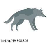 Wolf flat style vector. Wild dangerous predatory animal. Middle latitudes fauna species. For nature concepts, children’s books illustrating, printing materials. Isolated on white background. Стоковая иллюстрация, агентство Ingram Publishing / Фотобанк Лори