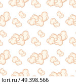 Seamless pattern with pink clouds isolated on white background. Endless texture with sky abstract cloud doodles. Vector illustration of heavens repeatable cloudy objects in flat style cartoon design. Seamless Pattern with PinkClouds Isolated Vector. Стоковая иллюстрация, агентство Ingram Publishing / Фотобанк Лори