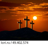 Crucifixion cross symbol of Golgotha in Christian religion photo mount. Стоковое фото, агентство Ingram Publishing / Фотобанк Лори