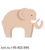 Elephant in beige color isolated on white. Side view of big animal living in hot countries vector illustration in flat design. Elephant in Beige Color Isolated on White. Стоковая иллюстрация, агентство Ingram Publishing / Фотобанк Лори