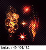 Vector illustration of fading star, multiplied circles and burning radiance. Concept of twinkle actions on transparent background.. Set of Twinkle Actions on Transparent Background. Стоковая иллюстрация, агентство Ingram Publishing / Фотобанк Лори