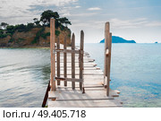 Agios Sostis island and bridge with gate, beautiful detail of Zakinthos island, Greece. Beautiful lanscape of Zakinthos island. Стоковое фото, агентство Ingram Publishing / Фотобанк Лори