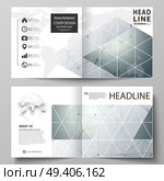 Business templates for square design bi fold brochure, magazine, flyer, booklet or annual report. Leaflet cover, abstract flat layout, easy editable vector. Genetic and chemical compounds. Atom, DNA and neurons. Medicine, chemistry, science or technology concept. Geometric background.. Business templates for square design bi fold brochure, flyer. Leaflet cover, vector layout. Genetic and chemical compounds. Atom, DNA and neurons. Chemistry, science concept. Geometric background. Стоковая иллюстрация, агентство Ingram Publishing / Фотобанк Лори