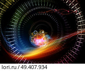 Waves of Technology series. Abstract design made of lights, fractal and technological elements on the subject of science, philosophy, metaphysics and modern technology. Стоковое фото, агентство Ingram Publishing / Фотобанк Лори