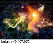 Backbone of Reality series. Arrangements of symbols, fractal elements and lights on the subject of metaphysics, science, design and education. Стоковое фото, агентство Ingram Publishing / Фотобанк Лори