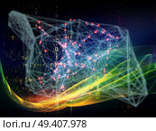 Network series. Creative arrangement of connected abstract elements as a concept metaphor on subject of networking, science, education and modern technology. Стоковое фото, агентство Ingram Publishing / Фотобанк Лори