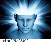 Abstract composition of human head and symbolic elements suitable as element in projects related to human mind, consciousness, imagination, science and creativity. Стоковое фото, агентство Ingram Publishing / Фотобанк Лори