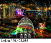 Background design of human head, key symbol and fractal design elements on the subject of encryption, security, digital communications, science and technology. Стоковое фото, агентство Ingram Publishing / Фотобанк Лори
