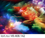 Dreamscape Series. Artistic abstraction composed of colorful fractal paint and lights on the subject of art, abstraction and creativity. Стоковое фото, агентство Ingram Publishing / Фотобанк Лори