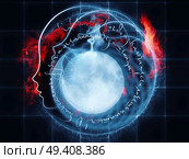 Inner Moon series. Artistic abstraction composed of moon, human profile and word symbols on the subject of spirit world, dreams, imagination, astrology and the mind. Стоковое фото, агентство Ingram Publishing / Фотобанк Лори