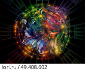 Orbits of Destiny series. Composition of  sacred symbols, signs, geometry and designs to serve as a supporting backdrop for projects on astrology, alchemy, magic, witchcraft and fortune telling. Стоковое фото, агентство Ingram Publishing / Фотобанк Лори