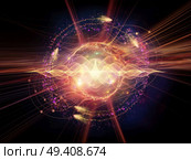 Atomic Wave  series. Interplay of lights, orbits , waves and fractal elements on the subject of science, theoretical physics, technology and education. Стоковое фото, агентство Ingram Publishing / Фотобанк Лори