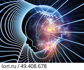 Strings of Soul Gears of Mind series. Artistic background made of human profiles and fractal lines for use with projects on Mind, Soul, Reason and mental life. Стоковое фото, агентство Ingram Publishing / Фотобанк Лори