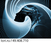Strings of Soul Gears of Mind series. Interplay of human profiles and fractal lines on the subject of Mind, Soul, Reason and mental life. Стоковое фото, агентство Ingram Publishing / Фотобанк Лори