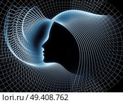 Geometry of Soul series. Design made of profile lines of human head to serve as backdrop for projects related to education, science, technology and graphic design. Стоковое фото, агентство Ingram Publishing / Фотобанк Лори