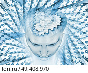 3D Rendering - Mind Field series. Visually attractive backdrop made of head of wire mesh human model and fractal patters suitable in layouts on artificial intelligence, science and technology. Стоковое фото, агентство Ingram Publishing / Фотобанк Лори