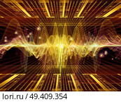Wave Function series. Background design of colored sine vibrations, light and fractal elements on the subject of sound equalizer, music spectrum and  quantum probability. Стоковое фото, агентство Ingram Publishing / Фотобанк Лори