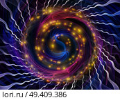 Wave Function series. Backdrop of colored sine vibrations, light and fractal elements on the subject of sound equalizer, music spectrum and  quantum probability. Стоковое фото, агентство Ingram Publishing / Фотобанк Лори