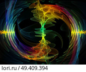 Wave Function series. Background composition of  colored sine vibrations, light and fractal elements on the subject of sound equalizer, music spectrum and  quantum probability. Стоковое фото, агентство Ingram Publishing / Фотобанк Лори