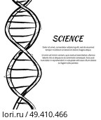 Science DNA code structure with chromosomes radiate light line sketch. Vector illustration of gene code icon isolated on white background. Science DNA Code Structure Icon Vector Poster. Стоковая иллюстрация, агентство Ingram Publishing / Фотобанк Лори