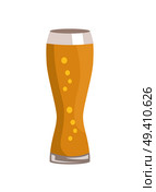 Weizen glass of beer isolated on white background vector illustration. Glassware of light alcohol drink with bubbles, symbol of Oktoberfest festival. Weizen Glass of Beer Isolated on White Background. Стоковая иллюстрация, агентство Ingram Publishing / Фотобанк Лори