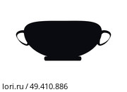 Silhouette of ancient Greek wine-drinking cup with broad shallow body and two handles isolated cartoon style vector illustration on white background. Ancient Greek Drinking Cup Isolated Illustration. Стоковая иллюстрация, агентство Ingram Publishing / Фотобанк Лори