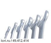 Row  of  wrenches isolated on white background. Стоковое фото, агентство Ingram Publishing / Фотобанк Лори