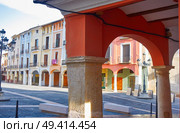 Xativa Plaza Mercat square in Valencia also Jativa at Spain. Стоковое фото, агентство Ingram Publishing / Фотобанк Лори