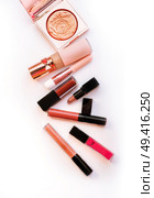 Set of luxury beautiful cosmetics for fashion make up  on white  background. Стоковое фото, агентство Ingram Publishing / Фотобанк Лори
