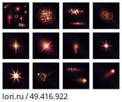 Twelve different light effects on transparent background. Vector illustration of abstract and radiant, wavy and fading shine actions.. Twelve Different Light Effects on Transparent. Стоковая иллюстрация, агентство Ingram Publishing / Фотобанк Лори