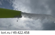Foam cannon on the background of the sky with clouds. White foam covers the dance floor for a foam party, music and soap bubbles create a cheerful atmosphere. Стоковое видео, видеограф Darya Komarova / Фотобанк Лори