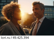 A man and a woman standing next to each other in a simple yet meaningful moment. Стоковое AI-изображение, AI-художник Данила Большаков / Фотобанк Лори