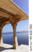beautiful traditional  building from white carving  stone at lake. Rajasthan , India. Стоковое фото, агентство Ingram Publishing / Фотобанк Лори