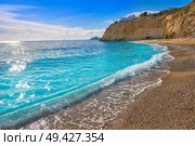 Bol Nou also Bon nou beach in Villajoyosa of Alicante also VilaJoiosa of spain Costa Blanca. Стоковое фото, агентство Ingram Publishing / Фотобанк Лори