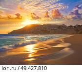 Arenal Bol beach in Calpe also Calp in Alicante of spain at Costa Blanca Arenal-Bol. Стоковое фото, агентство Ingram Publishing / Фотобанк Лори