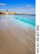 Playa de Fossa beach in Calpe of Alicante in Spain also Levante beach Calp. Стоковое фото, агентство Ingram Publishing / Фотобанк Лори