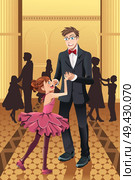 A vector illustration of a father dancing with his daughter in the ballroom. Стоковая иллюстрация, агентство Ingram Publishing / Фотобанк Лори