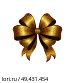 Golden bow knot with five loops vector illustration decorative element isolated on white background. Satin gold ribbon, silk tape for your design. Golden Bow Knot with Five Loop Vector Illustration. Стоковая иллюстрация, агентство Ingram Publishing / Фотобанк Лори