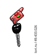 Car keys with red and green buttons from glamorous pink cabriolet isolated on background. Cartoon keys from girlish car just from car showroom vector illustration. Drawn car keys icon.. Glamorous Pink Car Keys Isolated Illustration. Стоковая иллюстрация, агентство Ingram Publishing / Фотобанк Лори