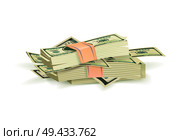 Heap of bundles of green dollar bills vector illustration isolated on white background. Hundred banknotes on pile, symbol of savings, wealth and profit. Bundle of Green Dollar Bills Vector Illustration. Стоковая иллюстрация, агентство Ingram Publishing / Фотобанк Лори