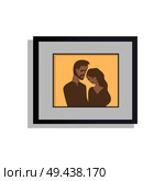 Interior decor, picture of embracing couple, photo with frame and colors, happy moments, decoration of house, vector illustration isolated on white. Interior Decor Picture Couple Vector Illustration. Стоковая иллюстрация, агентство Ingram Publishing / Фотобанк Лори