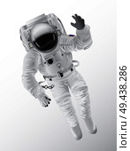 Professional spaceman in modern pressure suit with oxygen balon on back and tinted helmet isolated cartoon vector illustration on white background.. Professional Spaceman in Modern Pressure Suit. Стоковая иллюстрация, агентство Ingram Publishing / Фотобанк Лори
