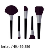 Cosmetic brushes for make up, set of tools used to apply eyeshadows and foundation, collection on vector illustration isolated on white background. Cosmetic Brushes Make Up Set Vector Illustration. Стоковая иллюстрация, агентство Ingram Publishing / Фотобанк Лори