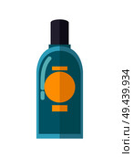 Transparent plastic bottle of blue mouth rinse isolated cartoon flat vector illustration on white background. Liquid means for hygiene maintenance.. Transparent Plastic Bottle of Blue Mouth Rinse. Стоковая иллюстрация, агентство Ingram Publishing / Фотобанк Лори