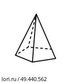 Tetrahedron geometric shape projection of dashed and straight lines figure with sharp angles and even size sides in shape of regular triangles vector. Tetrahedron Geometric Figure with Sharp Angles. Стоковая иллюстрация, агентство Ingram Publishing / Фотобанк Лори