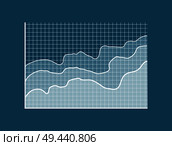 Analysis infographic isolated on dark blue background, three curved lines, additional grid, vertical and horizontal lines, abstract statistic graph. Analisys Infograph Isolated on Blue Background. Стоковая иллюстрация, агентство Ingram Publishing / Фотобанк Лори